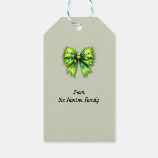 Festliche grüne Furry Bow-Lights naughty oder Nice Geschenkanhänger (Rückseite)