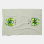 Festliche grüne Furry Bow-Lights naughty oder Nice Geschirrtuch (Horizontal)