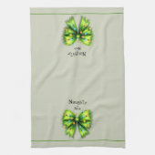 Festliche grüne Furry Bow-Lights naughty oder Nice Geschirrtuch (Vertikal)