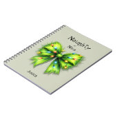 Festliche grüne Furry Bow-Lights naughty oder Nice Notizblock (Linke Seite)