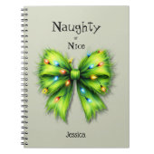 Festliche grüne Furry Bow-Lights naughty oder Nice Notizblock (Vorderseite)