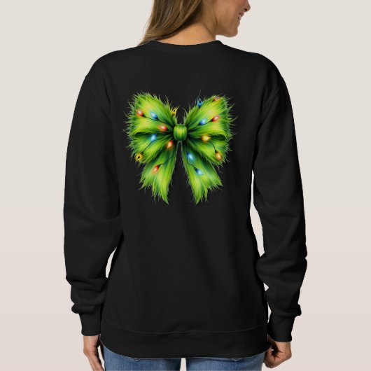 Festliche grüne Furry Bow-Lights naughty oder Nice Sweatshirt (Rückseite)