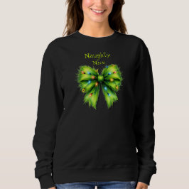 Festliche grüne Furry Bow-Lights naughty oder Nice Sweatshirt