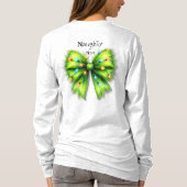 Festliche grüne Furry Bow-Lights naughty oder Nice T-Shirt (Rückseite)
