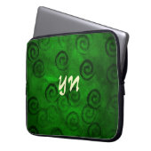 Festliche grüne Spiralen Laptopschutzhülle (Vorderseite Links)