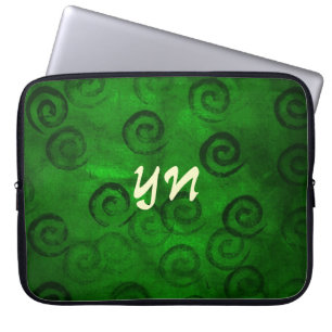 Festliche grüne Spiralen Laptopschutzhülle