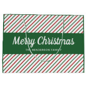 Festliche grüne Streifen Frohe Weihnachten Große Geschenktüte (Rückseite)