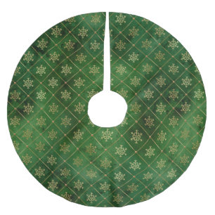Festliche grüne und goldene Folien-Winterschneeflo Polyester Weihnachtsbaumdecke