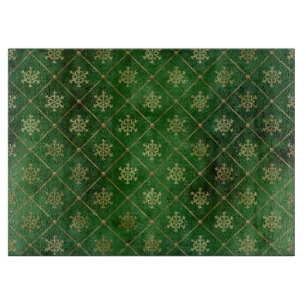 Festliche grüne und goldene Folien-Winterschnörkel Schneidebrett