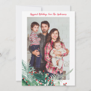 Festliche grüne und rote Weihnachtsfeiertags-Fotok Feiertagskarte