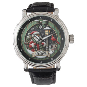 Festliche Grüße Santa Kardinal  Armbanduhr