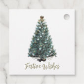 Festliche Grüße. Weihnachtsbaum-Design Geschenkanhänger (Rückseite)