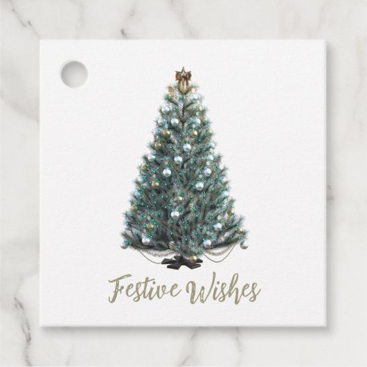 Festliche Grüße. Weihnachtsbaum-Design Geschenkanhänger (Vorderseite)