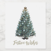 Festliche Grüße. Weihnachtsbaum-Design Weinetikett (Einzelnes Label)