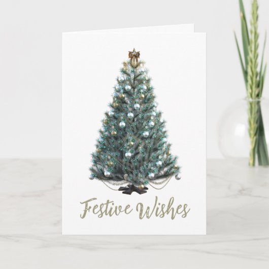 Festliche Grüße. Weihnachtsbaumdesign Karte (Vorderseite)