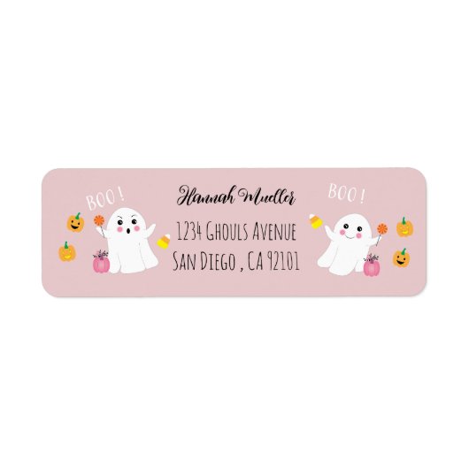 Festliche Halloween Ghosts Rosa Rücksendeadresse L (Vorne)