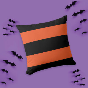 Festliche Halloween Schwarz und Orange Bold Stripe Kissen