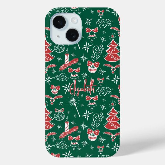 Festliche handgezeichnete Doodles mit individuelle Case-Mate iPhone Hülle (Rückseite)