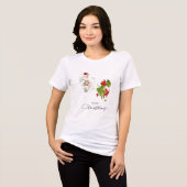 Festliche Handschuhe & Stechpalmen-Charm Tri-Blend Shirt (Vorderseite voll)
