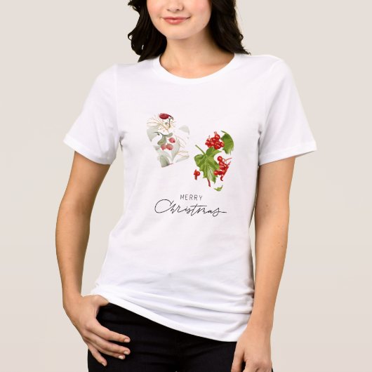 Festliche Handschuhe & Stechpalmen-Charm Tri-Blend Shirt (Vorderseite)