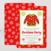Festliche hässliche Weihnachtspullover-Party Einladung (Vorne/Hinten)