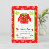 Festliche hässliche Weihnachtspullover-Party Einladung (Stehend Vorderseite)