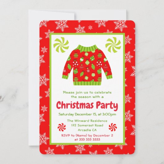 Festliche hässliche Weihnachtspullover-Party Einladung (Vorderseite)