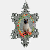 Festliche Haustiere Foto Berry Wreath Weihnachten  Schneeflocken Zinn-Ornament (Links)