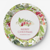 Festliche Heilige Berry und Evergreen Weihnachten Pappteller (Vorderseite)