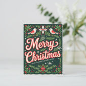 Festliche Heilige und Rote Vögel Frohe Weihnachten (Stehend Vorderseite)