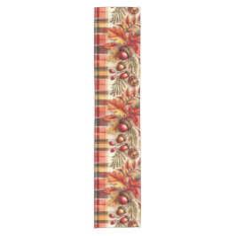 Festliche Herbstblätter auf Karierten Kurzer Tischläufer