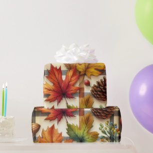 Festliche Herbstgänge auf Karierten Geschenkpapier