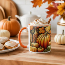 Festliche Herbstsaison Ernte Kürbisse Kaffeetasse