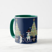 Festliche Hexenmäuse, die ihren Weihnachtsbaum dek Tasse (Vorderseite Links)