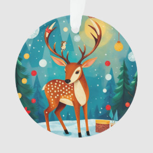 Festliche Hirsch in einem schneebedeckten Wald Ornament