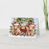 Festliche Hochland Kuh Farm Tier Frohe Weihnachten (Vorderseite)