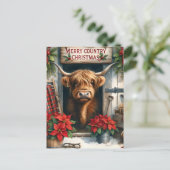 Festliche Hochlandkuh-Nachricht Postkarte (Stehend Vorderseite)