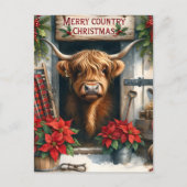 Festliche Hochlandkuh-Nachricht Postkarte (Vorderseite)