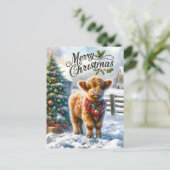 Festliche Hochlandkuh-Nachricht Postkarte (Stehend Vorderseite)