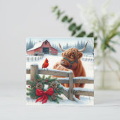 Festliche Hochlandkuh und Kardinal Weihnachten (Stehend Vorderseite)
