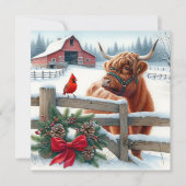Festliche Hochlandkuh und Kardinal Weihnachten (Vorderseite)