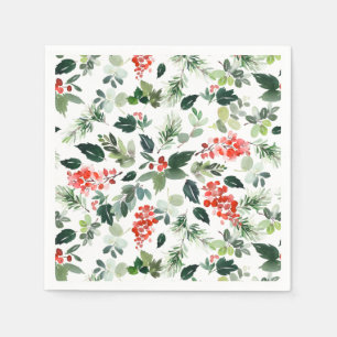Festliche Holly Berry Weihnachtsbaum-Feier Serviette