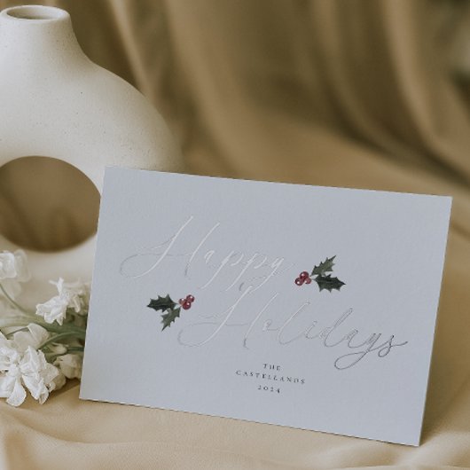 Festliche Holly Foil Ferienkarte Folien Feiertagskarte