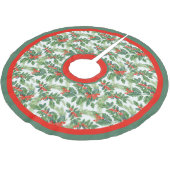 Festliche Holly-Grüntöne, Pine Boughs und Red Berr Polyester Weihnachtsbaumdecke (Schrägansicht)