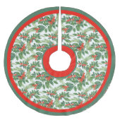 Festliche Holly-Grüntöne, Pine Boughs und Red Berr Polyester Weihnachtsbaumdecke (Vorderseite)