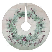 Festliche Holly- und Ivy-Wreath-Pflaume Polyester Weihnachtsbaumdecke (Vorderseite)