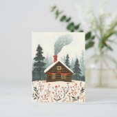 Festliche Holzhütte Weihnachtsgrüße Postkarte (Stehend Vorderseite)