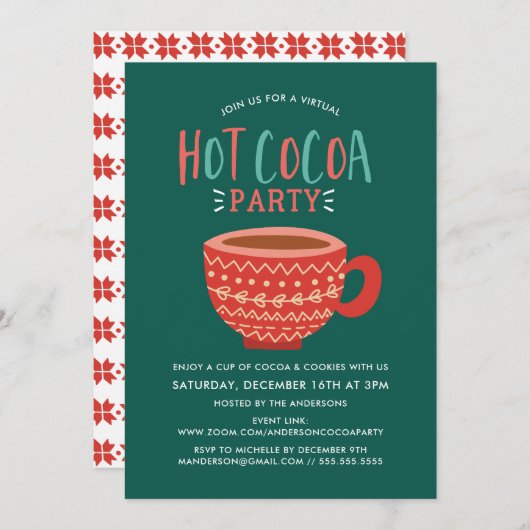 Festliche Hot Cocoa Virtual Holiday Party Einladung (Vorne/Hinten)