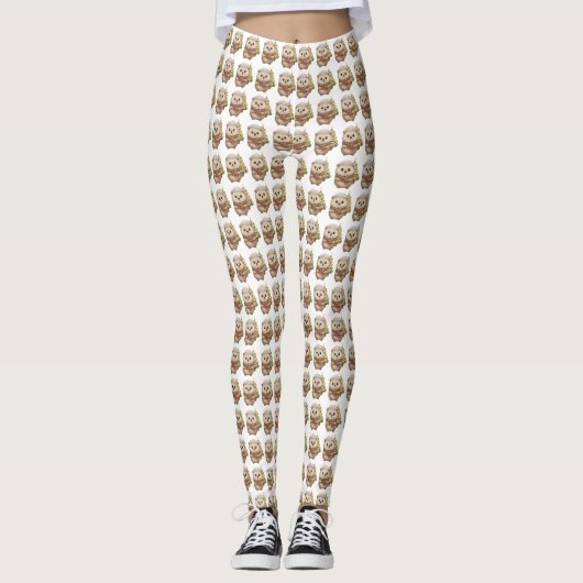 Festliche Igel Illustrationen Weiß Leggings (Vorderseite)