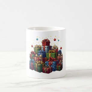 Festliche illustrierte Weihnachtsgeschenke Stapel Kaffeetasse